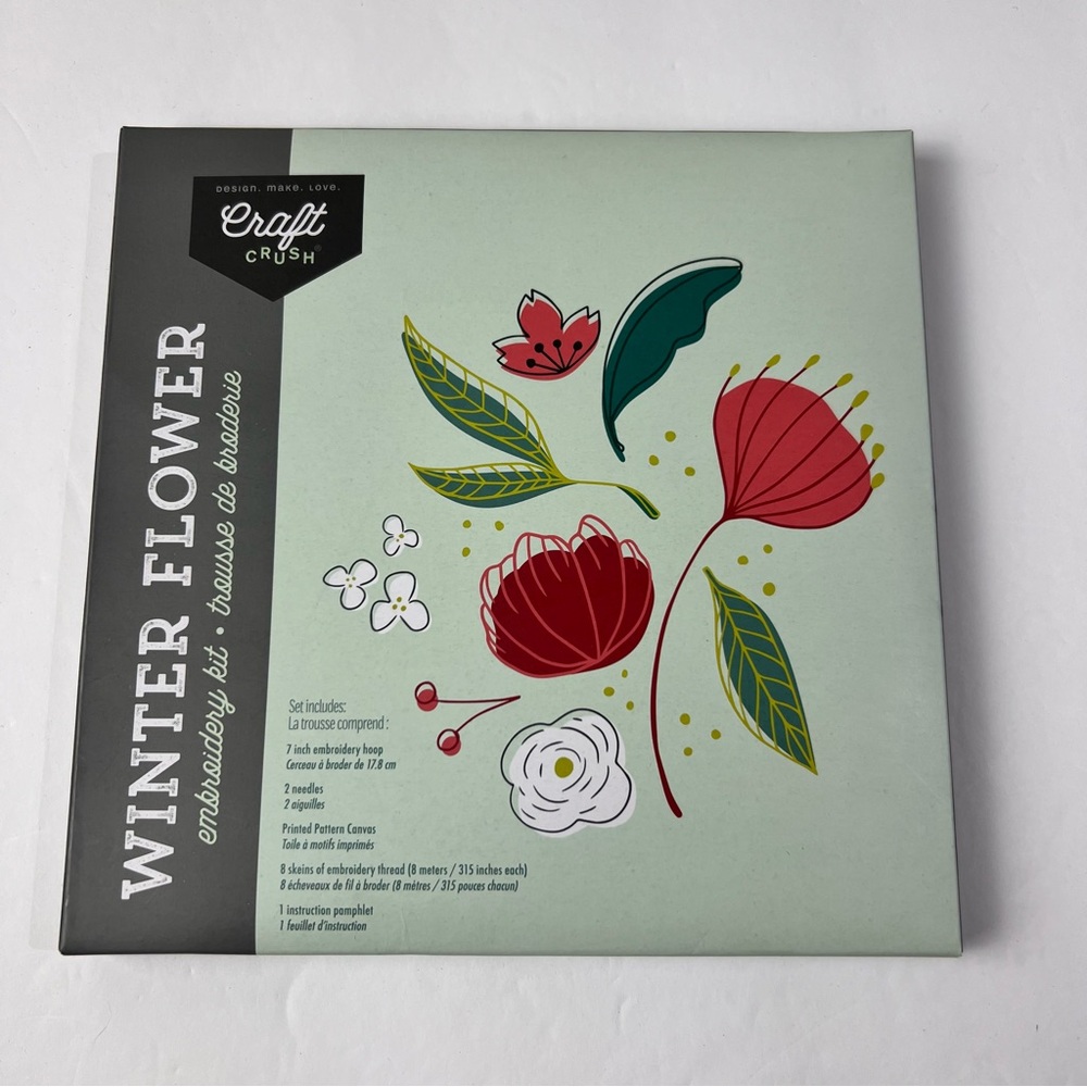 Craft Crush Winter Flower Embroidery Kit - New in Sealed Box‎